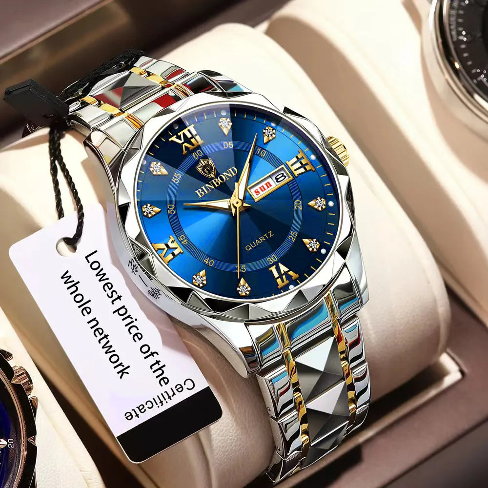 Fashion Men's Watches Fashion Trend Quartz Wristwatch Original Waterproof Stainless Steel Watch for Man Date Week 2023 Top Sale